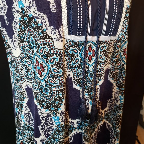 rxb Sleeveless Patterned Navy Top with Tie - Picture 5 of 9